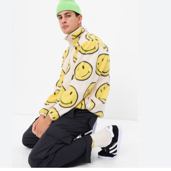 NWT Gap × Smiley Arctic Fleece Snap Button Pullover - Picture 3 of 7